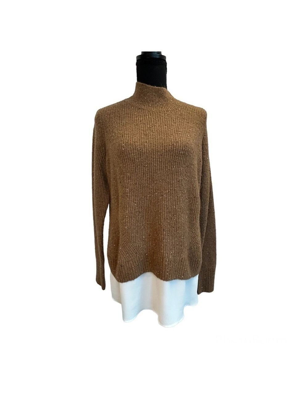 Rw&co women's brown high neck shirt sweater Sz L NWOT